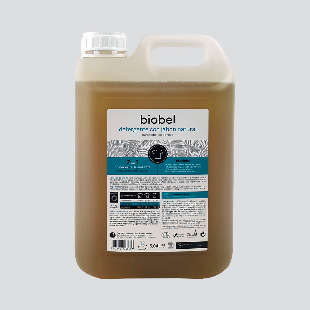 Detergente ecológico Biobel 5L certificado por Ecocert
